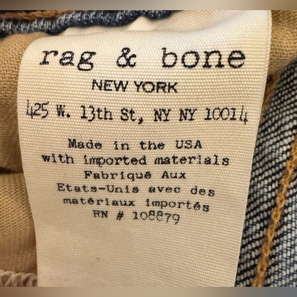 Rag and Bone Sz 24 Stovepipe Distressed Hem Jeans in Prospector Rinse - Picture 9 of 11